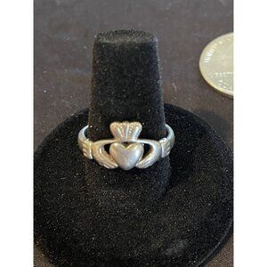 Sterling Silver Irish Claddagh Friendship Heart Crown Ring Size 8